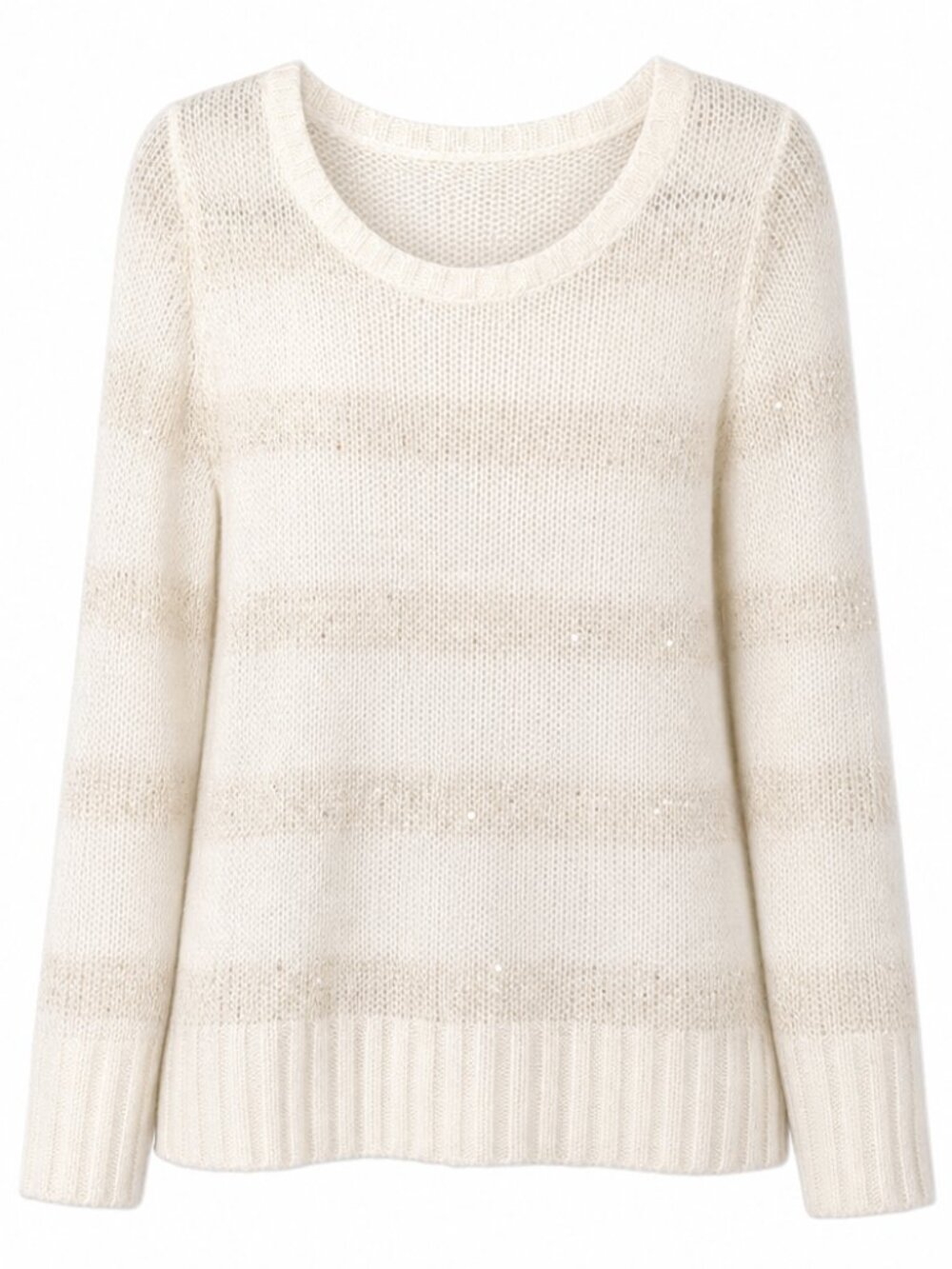 Apt 9 embellished sequin cream knit fuzzy sequin striped sweater XL